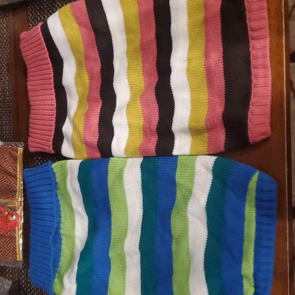 Dog Sweaters Striped boy and girl  NWOT set of 2 Medium